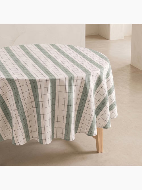 Nappe ronde à rayures avec motif à carreaux en relief - Gamusi. - Kiabi