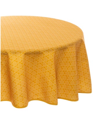 Nappe ronde anti tache 180 cm Ethnique jaune