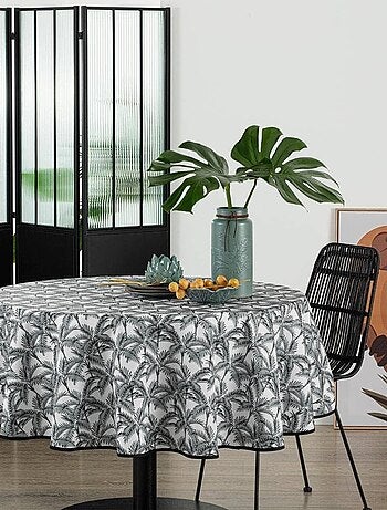 Nappe ronde anti tache 180 cm Palmiers
