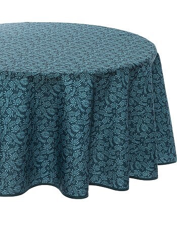 Nappe ronde anti-tâche motifs feuilles meili