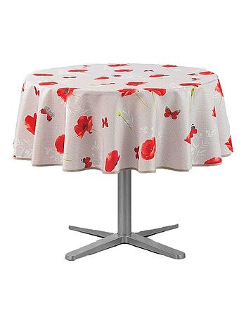 Nappe ronde antitache Amapola - Diam. 180 cm - Beige et rouge