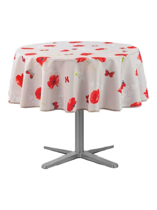 Nappe ronde antitache Amapola - Diam. 180 cm - Beige et rouge - Kiabi