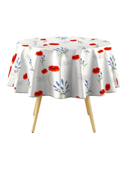 Nappe ronde Arles - Diam. 160 cm - Gris et rouge - Kiabi