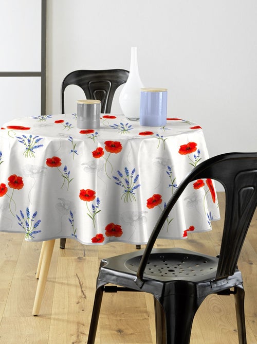 Nappe ronde Arles - Diam. 160 cm - Gris et rouge - Kiabi