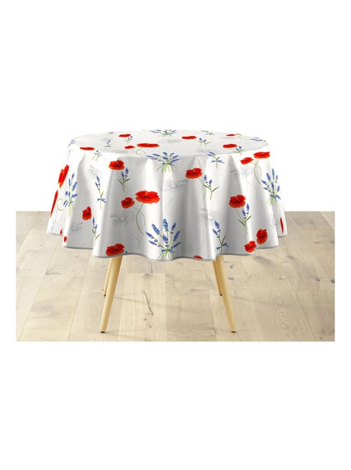 Nappe ronde Arles - Diam. 160 cm - Gris et rouge - Kiabi