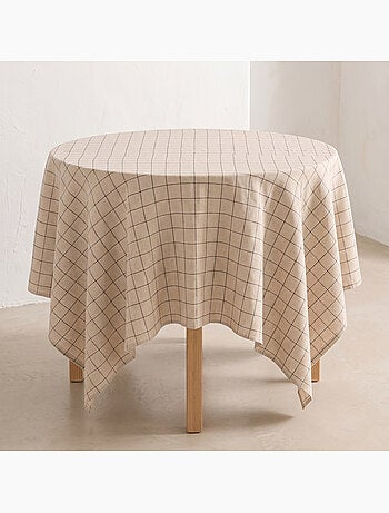 Nappe ronde avec motif à carreaux en relief - Gamusi.