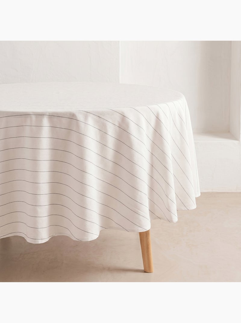 Nappe ronde avec motif à rayures en relief - Gamusi. Blanc - Kiabi