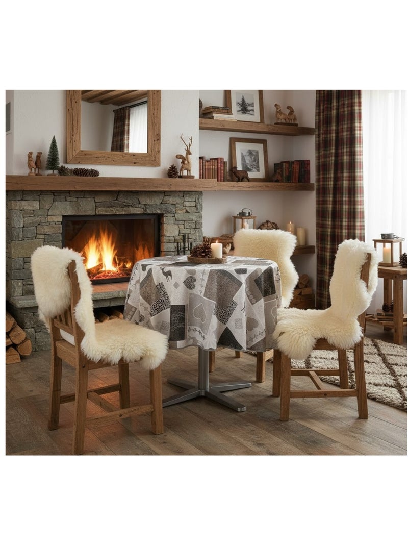 Nappe ronde Chalet montagne Valthos Beige - Kiabi