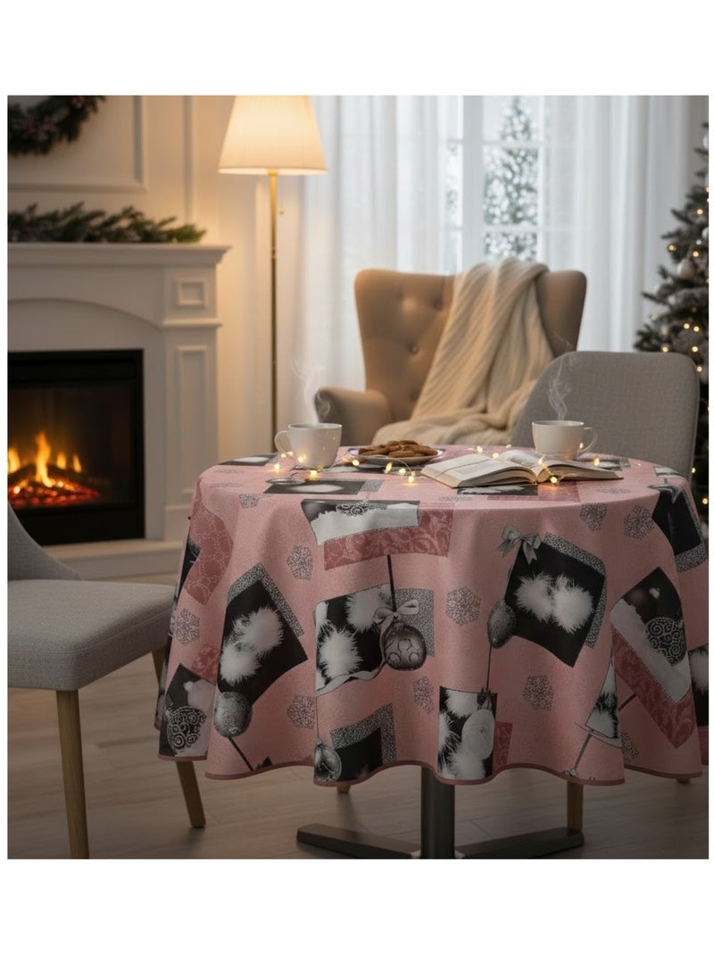 Nappe ronde Cotina flocons Rose - Kiabi