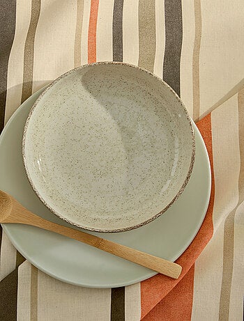 Nappe ronde coton enduit rayures basque