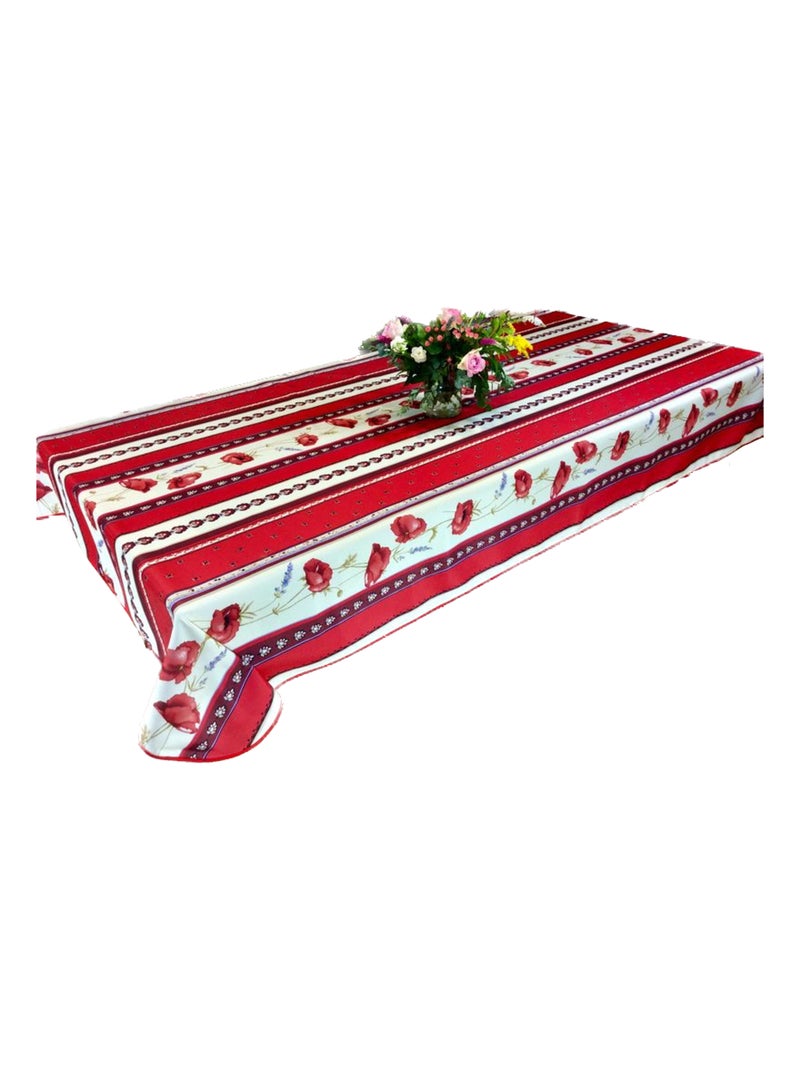 Nappe ronde de Table AntiTâches Motif Castelanne 100% Polyester Rouge - Kiabi