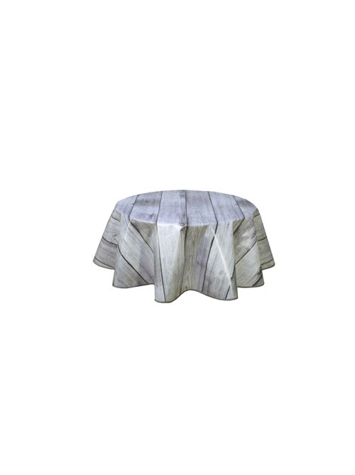 Nappe ronde en toile cirée design bois Planche - Diam. 135 cm - Gris - Kiabi Nappe ronde en toile cirée design bois Planche - Diam. 135 cm - Gris - Kiabi