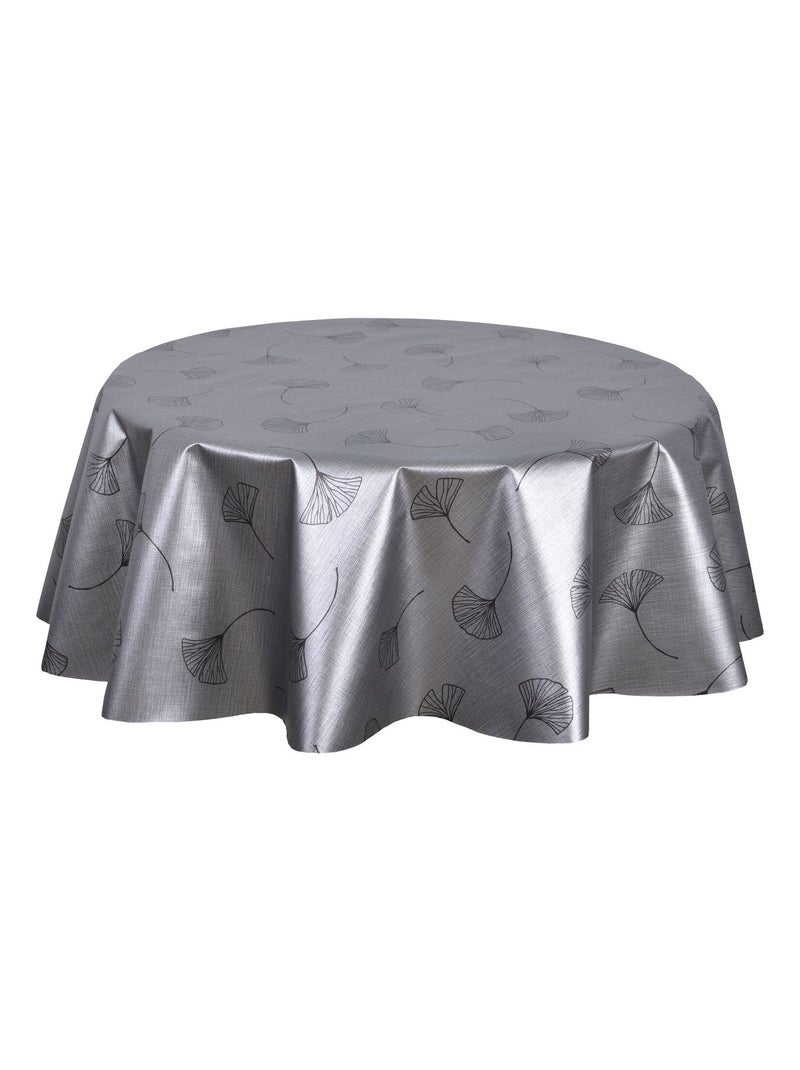 Nappe ronde en toile cirée nacrée GINKOTEX - Diam. 150 cm - Gris Gris - Kiabi