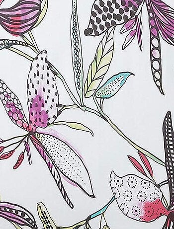 Nappe ronde enduite aux fleurs exotiques