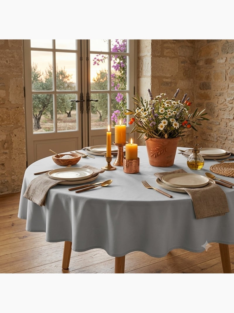 Nappe ronde Essentielle unie Gris - Kiabi