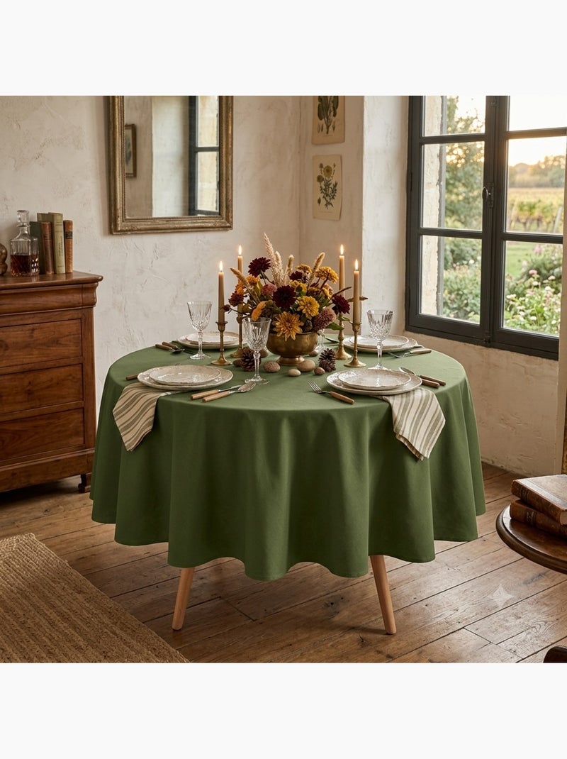 Nappe ronde Essentielle unie Kaki - Kiabi