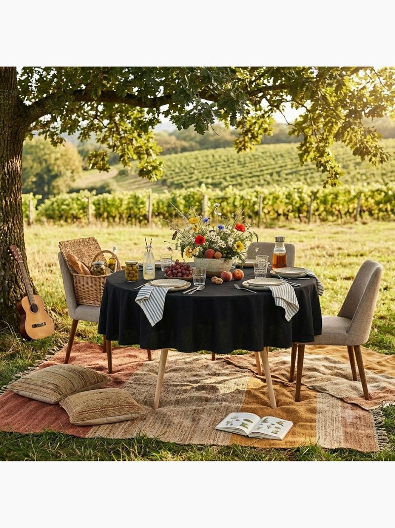 Nappe ronde Essentielle unie Noir - Kiabi