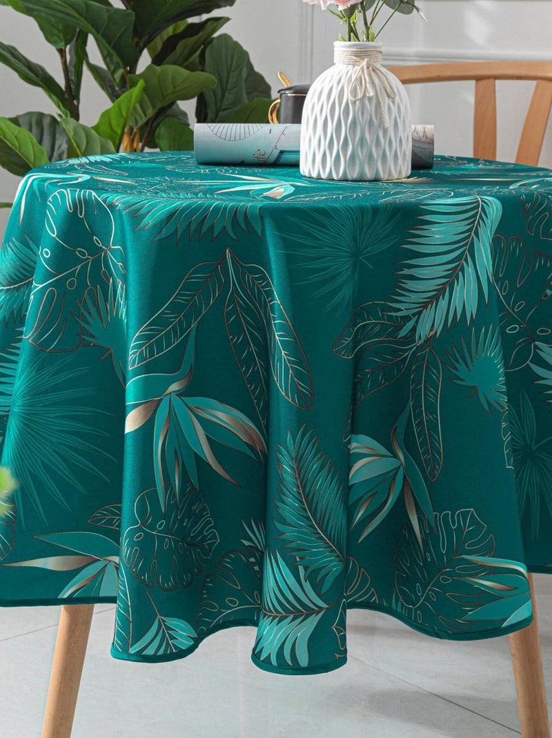 Nappe ronde exotique anti-taches Bleu canard - Kiabi