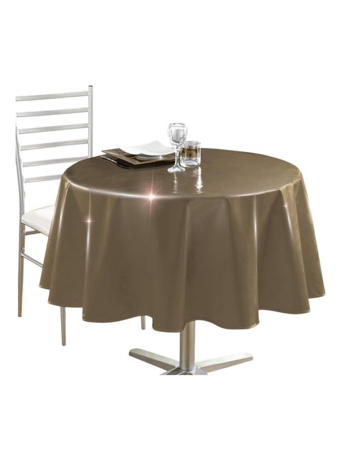 Nappe ronde glossy taupe 160 cm - Kiabi