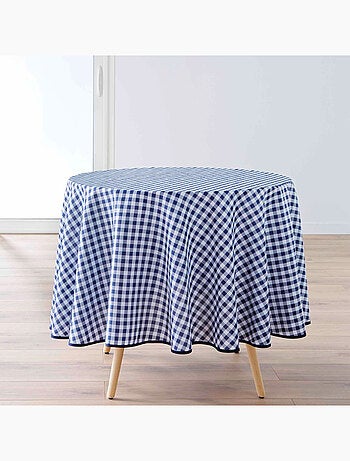 Nappe Ronde Infroissable Vichy Bleu Antitache