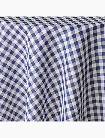 Nappe Ronde Infroissable Vichy Bleu Antitache