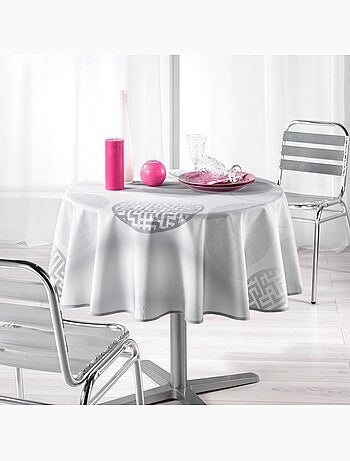 Nappe ronde polyester kosmo gris 180 cm