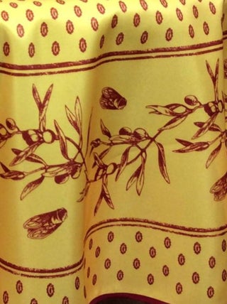 Nappe ronde Provençale AntiTâches Cigale Olive Jaune Rouge