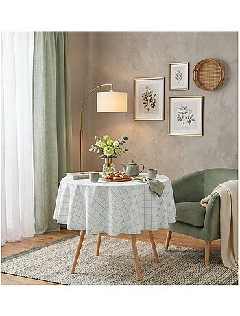 Nappe ronde tisse a carreaux Axelle