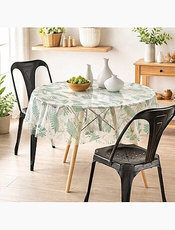 Nappe ronde transparente Feuilles d'aurea