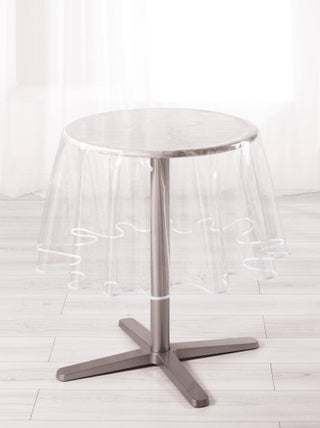Nappe ronde  transparente ourlet coloré