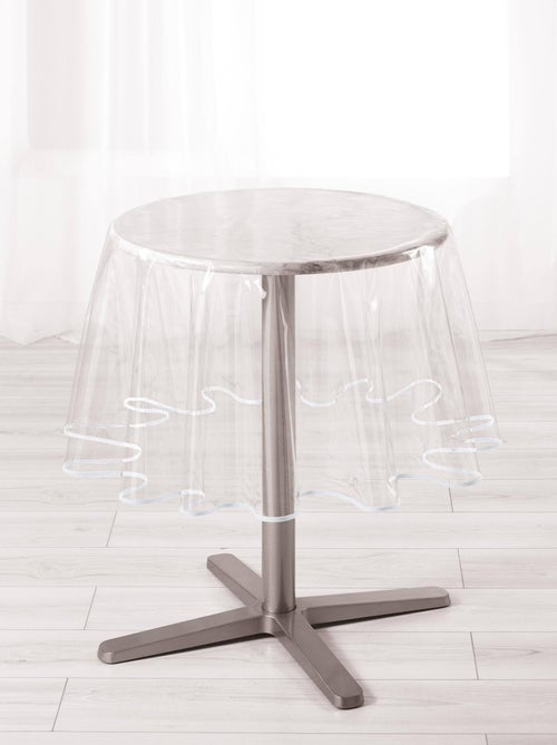 Nappe ronde  transparente ourlet coloré - Kiabi