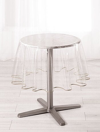 Nappe ronde transparente ourlet coloré