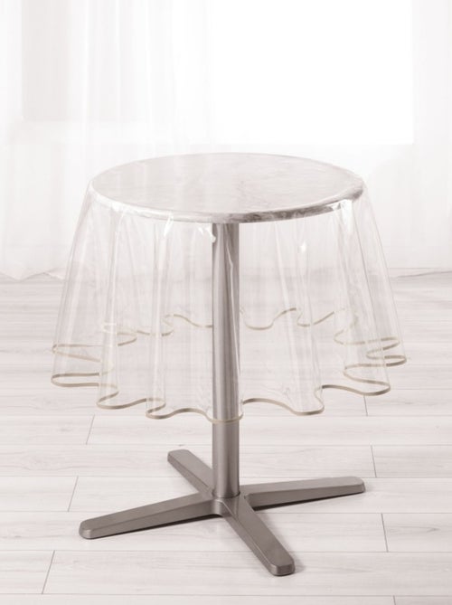 Nappe ronde  transparente ourlet coloré - Kiabi