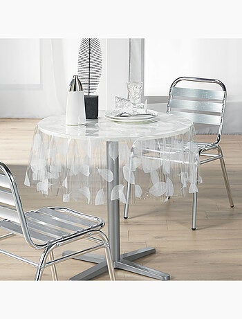 Nappe ronde transparente print feuilles