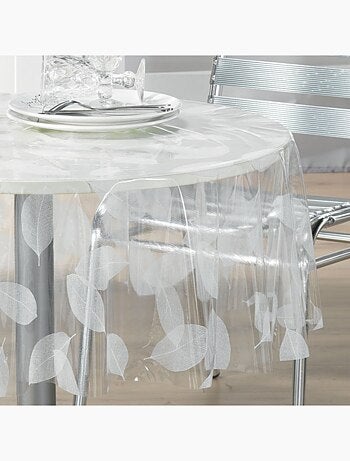 Nappe ronde transparente print feuilles