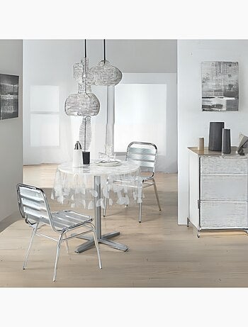 Nappe ronde transparente print feuilles