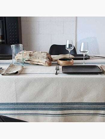 Nappe Rustique Chic Coton Lavé Carré Prunelle