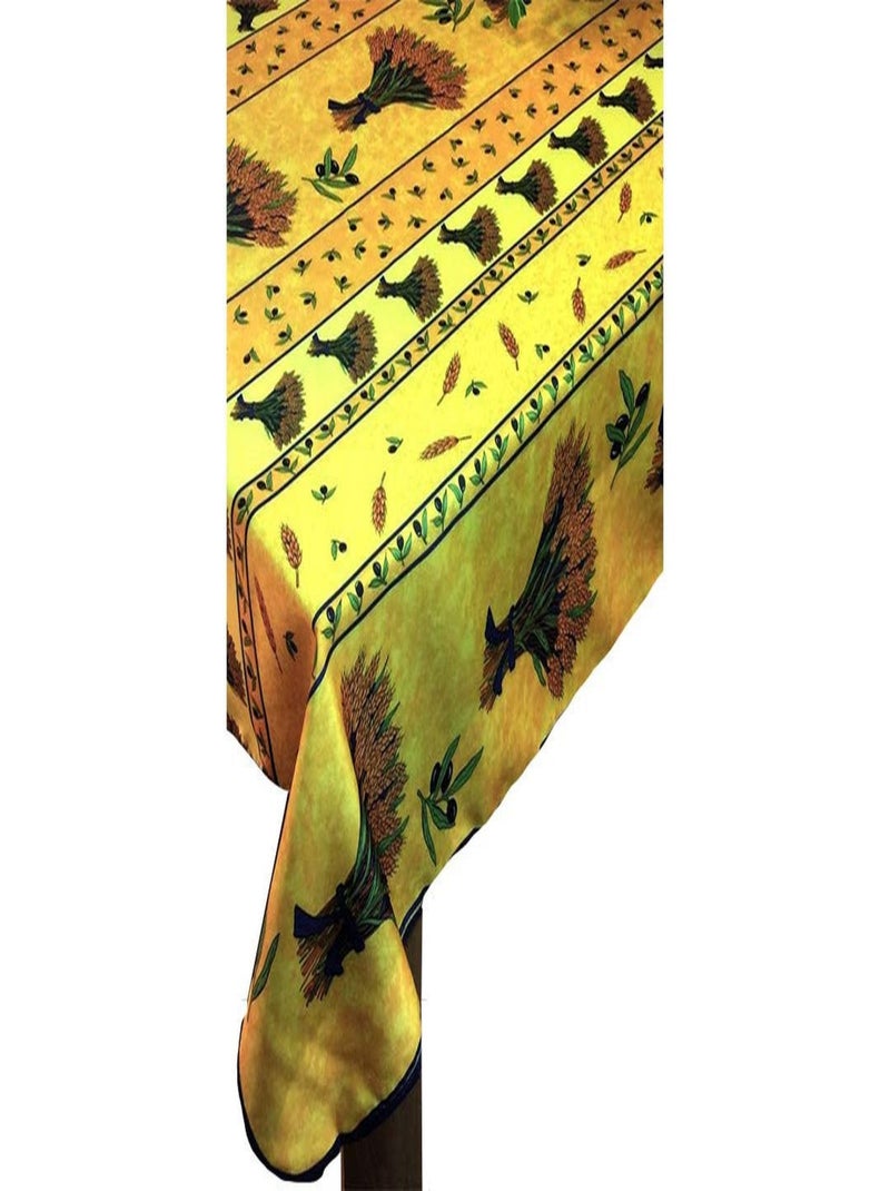 Nappe tissu rectangle anti-tâches, bouquet de blé - Promo Linge Jaune - Kiabi