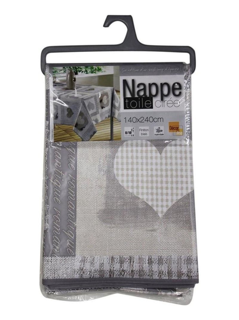 Nappe toile cirée 140x240 cm Cosy Cœur PVC Beige - Kiabi