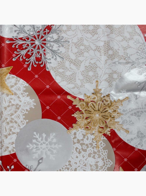 Nappe Toile cirée au mètre Boules de Noel rouge - Kiabi