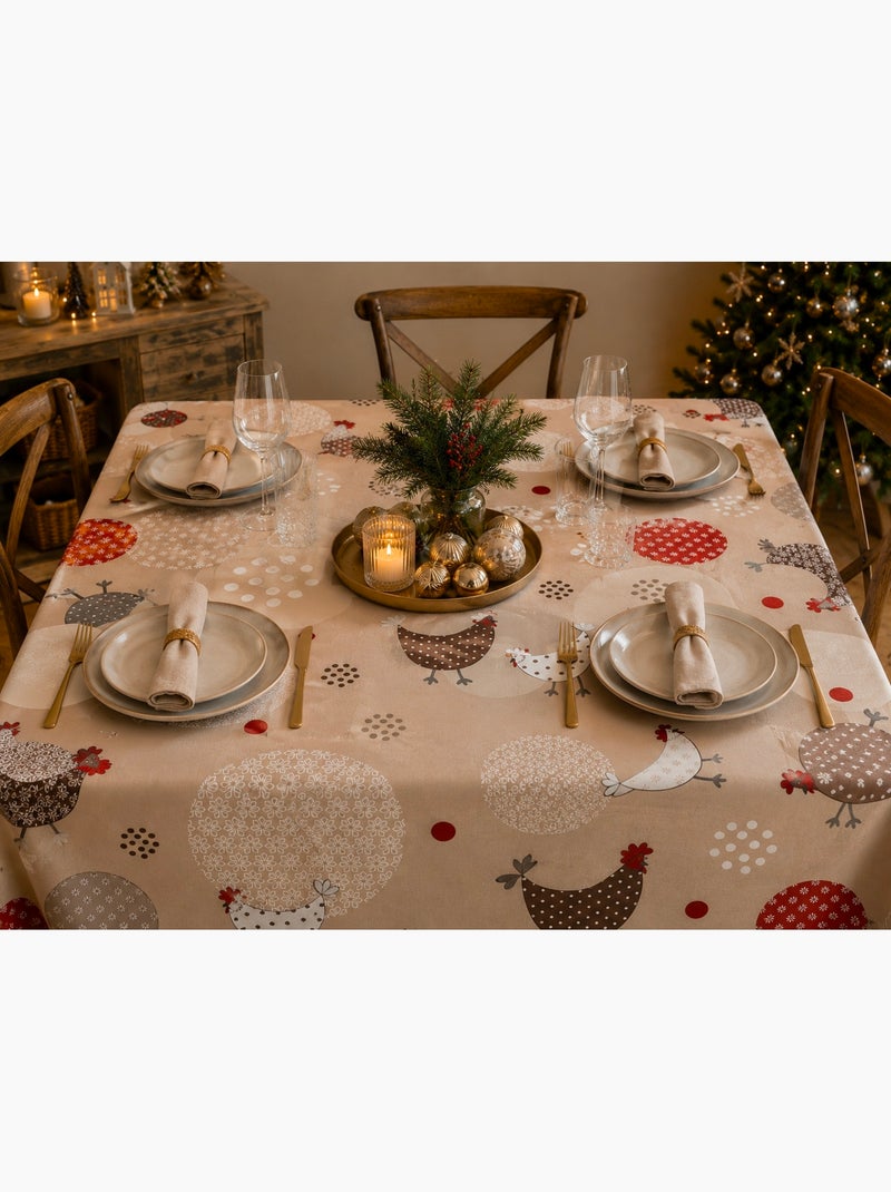 Nappe toile cirée au mètre cocotte a pois Beige - Kiabi