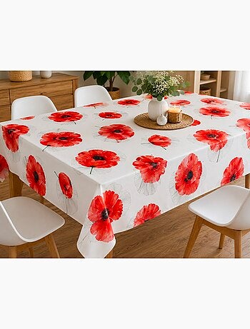 Nappe toile cirée au mètre coquelicot