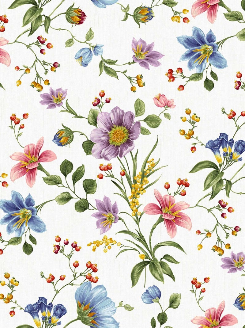 Nappe Toile cirée au mètre Fanelly fleurs Blanc - Kiabi