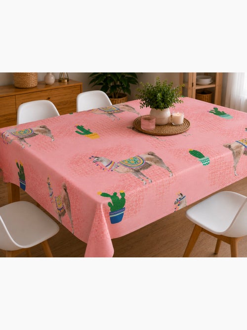 Nappe toile cirée au mètre lamas rose - Kiabi