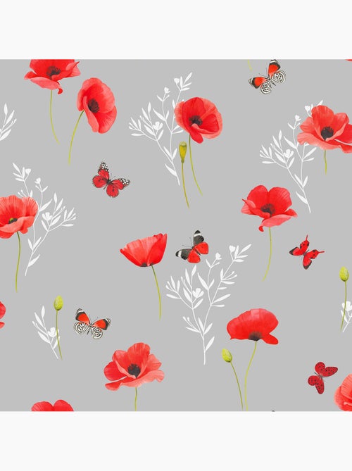 Nappe Toile cirée au mètre Poppy gris - Kiabi