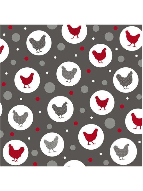 Nappe Toile cirée au mètre Poule suzette anthracite - Kiabi