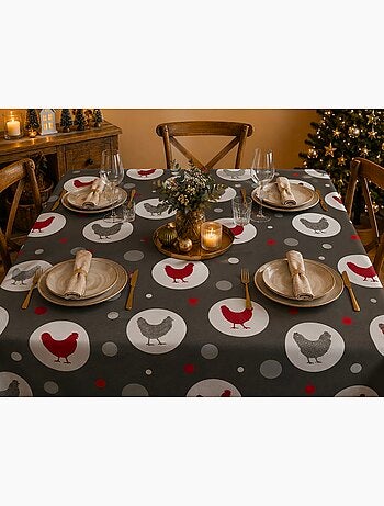 Nappe toile cirée au mètre poule suzette anthracite