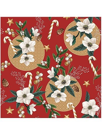 Nappe Toile cirée au mètre Roselle de Noel rouge