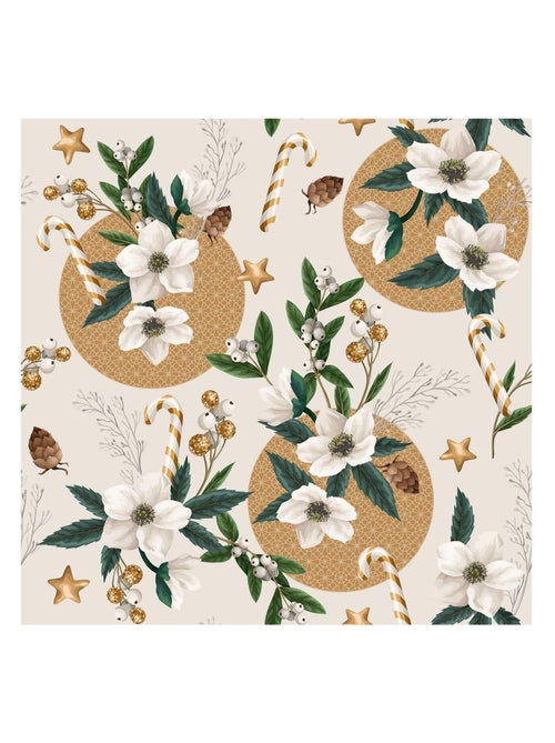 Nappe Toile cirée au mètre Roselle de Noel beige - Kiabi Nappe Toile cirée au mètre Roselle de Noel beige - Kiabi