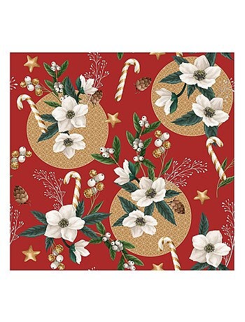 Nappe Toile cirée au mètre Roselle de Noel rouge